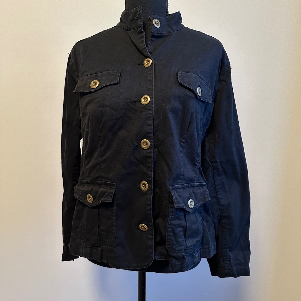 *CHICO'S* Black x Gold Platinum Button Down Jacket Size 2